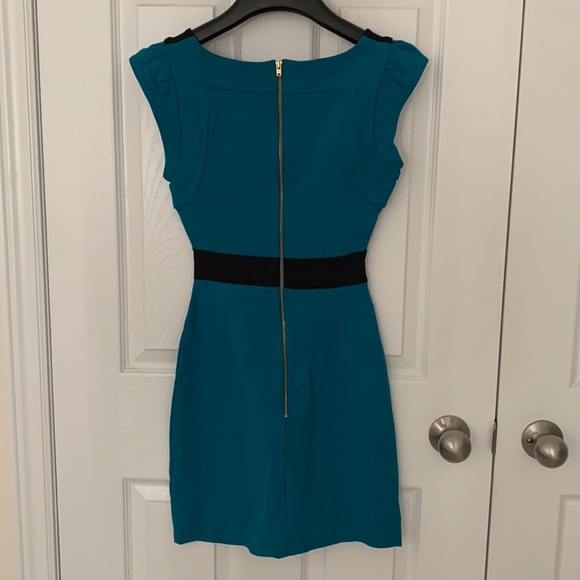 French Connection Teal Colourblock Dress - Picture 4 of 5